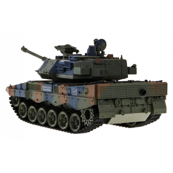 Zdalnie sterowany Czołg Leopard 2A6 dla dzieci 3+ Zielony 1:18 Funkcja dymu + Pilot 2,4 GHz + Akcesoria